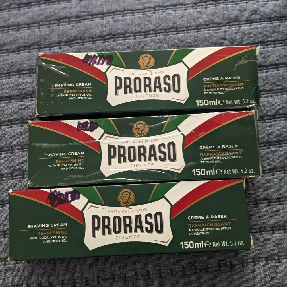 Proraso shaving cream, 3 brand new